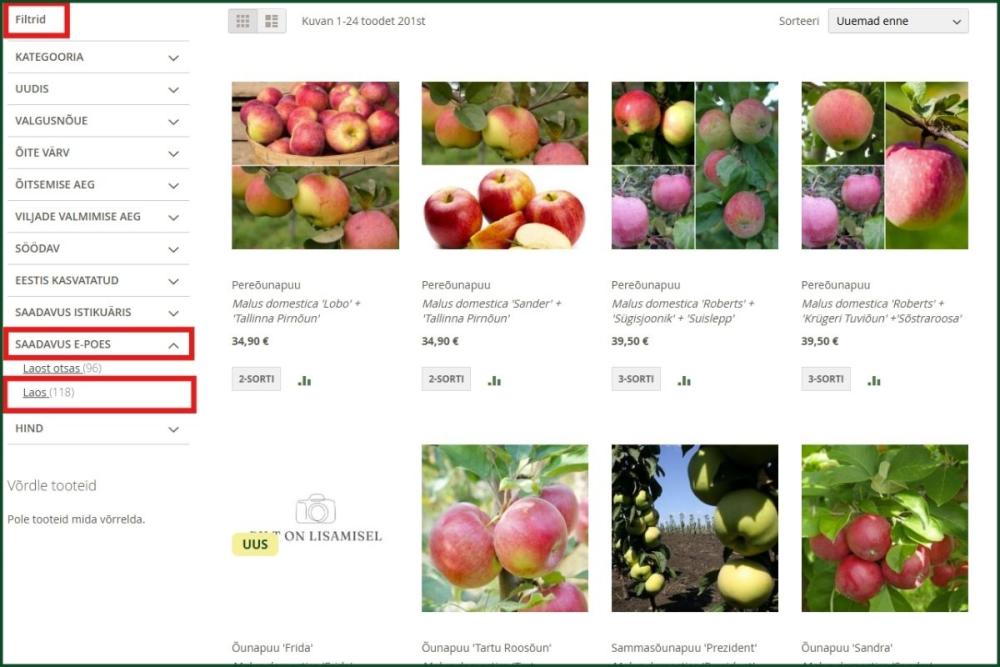 Taimede ettetellimine 